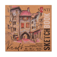 Скетчбук SANTI для графіки з крафт папером 18x18см 50 арк. склейка 80г/м2 (743248)
