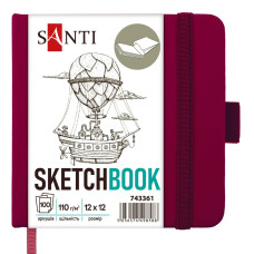 Скетчбук SANTI для графіки 12x12см 100 арк. тверда обкладинка PU 110г/м2 сливовий (743361)