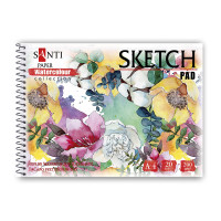 Альбом для акварели SANTI Flowers А4 Paper Watercolour Collection 20 л 200г/м3 (130499)