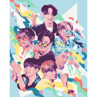 Картина по номерам Аніме K-Pop BTS Fun Art (Bangtan Boys) 40*50 см Origami (LW3288)