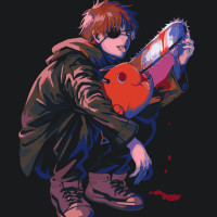 Картина за номерами Человек-бензопила (Chainsaw-man) 40х40 см АРТ-КРАФТ (16081-AC)