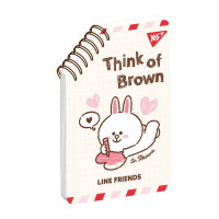 Блокнот YES 95х145 мм 60 л. дв. cпираль Line Friends Think of Brown (151755)