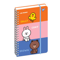 Блокнот YES А5 80 л. дв. cпираль с резинкой Line Friends (151770)