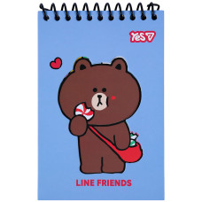 Блокнот Yes Line Friends Choco 100x150 з фігурною висічкою 60 аркушів клітинка (152247)