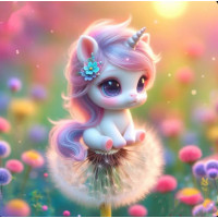 Алмазна мозаїка Єдиноріжка на кульбабі 20*20см Dreamtoys (S10362)