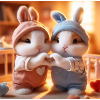 Алмазна мозаїка Милі зайчики 20*20см Dreamtoys (S10243)