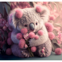 Алмазна мозаїка Ніжна коала з рожевими пухнастиками 20*20 см Dreamtoys (S10025)