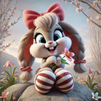 Алмазна мозаїка Зайка з квіткою 20*20см Dreamtoys (S10269)