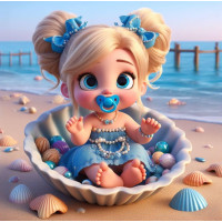 Алмазна мозаїка Крихітка біля моря 20*20см Dreamtoys (S10195)