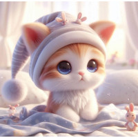 Алмазна мозаїка Кошенятко в піжамі 20*20см Dreamtoys (S10235)