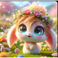 Алмазна мозаїка Зайчик у квітковій мрії 20*20см Dreamtoys (S10372)