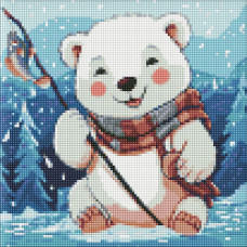 Алмазная мозаика без подрамника Зимняя рыбалка с голограммными стразами art_selena_ua 30х30 Идейка (AMC7785)