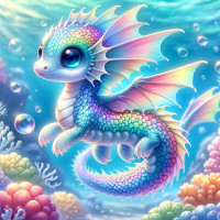 Алмазна мозаїка Веселковий дракончик під водою 20*20 см Dreamtoys (S10004)