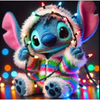Алмазна мозаїка Стіч з гирляндою 20*20см Dreamtoys (S10342)