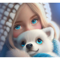 Алмазна мозаїка Голубоока дівчинка з щеням 20*20 см Dreamtoys (S10030)