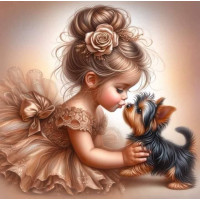Алмазна мозаїка Дівчинка та цуценя 20*20см Dreamtoys (S10220)