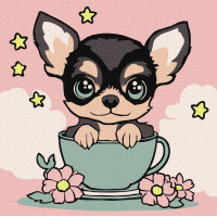 Картина за номерами Милий цуцик 25х25 см Ідейка (KHO6270)
