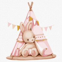 Картина по номерам Крольчонок в вигваме tanya_bonya 30х30 Идейка (KHO2406)