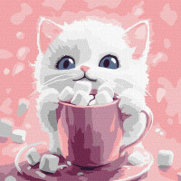 Картина за номерами Какао для котика (картина № 1) art_selena_ua 30х30 Ідейка (KHO6769)