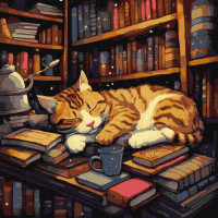 Картина по номерам Пушистый книголюб art_selena_ua 40х40 Идейка (KHO6505)