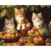 Картина за номерами Котики і фрукти art_selena_ua Ідейка (KHO6586)