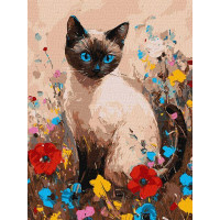Картина за номерами Кішечка у квітах art.solomiia 30х40 см Ідейка (KHO6694)