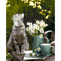 Картина за номерами Origami Сірий котик 40*50 виробництво Україна (LW3146)