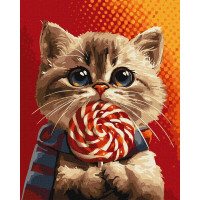 Картина за номерами Котик із цукеркою 40х50 см Ідейка (KHO6594)