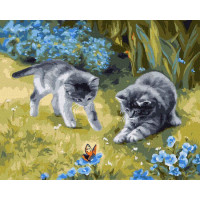Картина по номерам Котики в саду ©Юлия Томеско 40х50 Идейка (KHO4252)