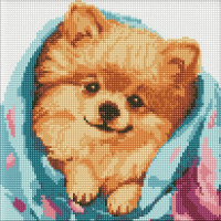 Алмазна мозаїка Щасливий шпіц art_selena_ua 30х30 Ідейка (AMO7781)