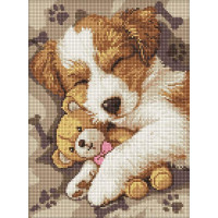Алмазна мозаїка Сплячий джек-рассел 30х40 см Ідейка (AMO8036)