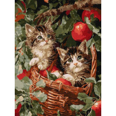 Картина за номерами Коти у кошику 30х40 см Ідейка (KHO6949)