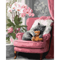Картина за номерами Муркотливий котик 40х50 Ідейка (KHO6953)