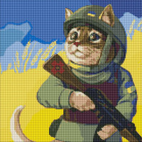 Алмазная мозаика Котик ВСУ ©Kira Corporal 40х40 Идейка (AMO7508)