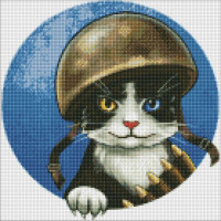 Алмазная мозаика Патриотическая Воинственный котик art.irina.pass 40х40 Идейка (AMO7591)