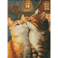 Алмазная мозаика без подрамника Влюбленные котики art_selena_ua 30х40 Идейка (AMC7750)