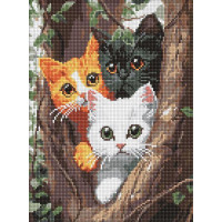Алмазна мозаїка Котики на дереві art_selena_ua 30х40 Ідейка (AMO8299)