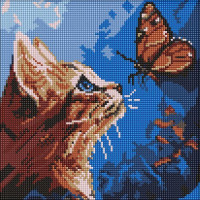 Алмазна мозаїка Котик та метелик art_selena_ua 30х30 Ідейка (AMO20076)