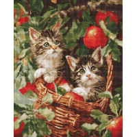 Алмазна мозаїка Коти у кошику art_selena_ua 40х50 Ідейка (AMO20277)