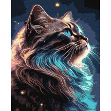 Картина за номерами Магія космосу котик art_selena_ua 40х50 Ідейка (KHO6549)