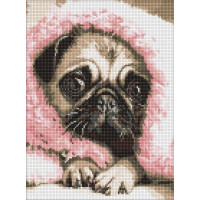 Алмазна мозаїка Закутаний Мопс art_selena_ua 30х40 Ідейка (AMO20072)