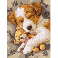 Картина за номерами Сплячий джек-рассел ©art_selena_ua 40х30 см Ідейка (KHO6628)