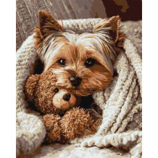 Картина за номерами Йорк з ведмедиком art_selena_ua 40х50 Ідейка (KHO6940)