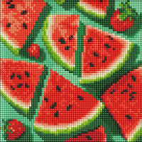 Алмазная мозаика без подрамника - Аппетитный арбуз 20x20 Ідейка (AMC7762)