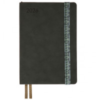 Щоденник-діловий записник А5 Leo Planner датований 2026 "Polo", м'який, графітовий, 368 сторінок (252694)