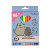 Фломастери Yes 12 кольорів Pusheen, амортизуючі (650581)