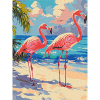 Картина за номерами Рожеві фламінго art_selena_ua 30х40 Ідейка (KHO6775)
