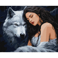 Картина за номерами Дівчина під захистом вовка art_selena_ua 40x50 Ідейка (KHO8379)