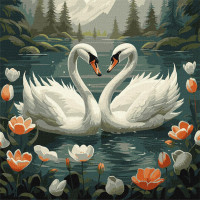 Картина за номерами - Лебедина вірність ©art_selena_ua 40x40 (KHO6585)