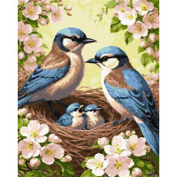 Картина за номерами Родина синиць у цвіті art_selena_ua 40х50 Ідейка (KHO6941)
